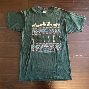 Vintage Alaska T-shirt Men's Large Green made in u